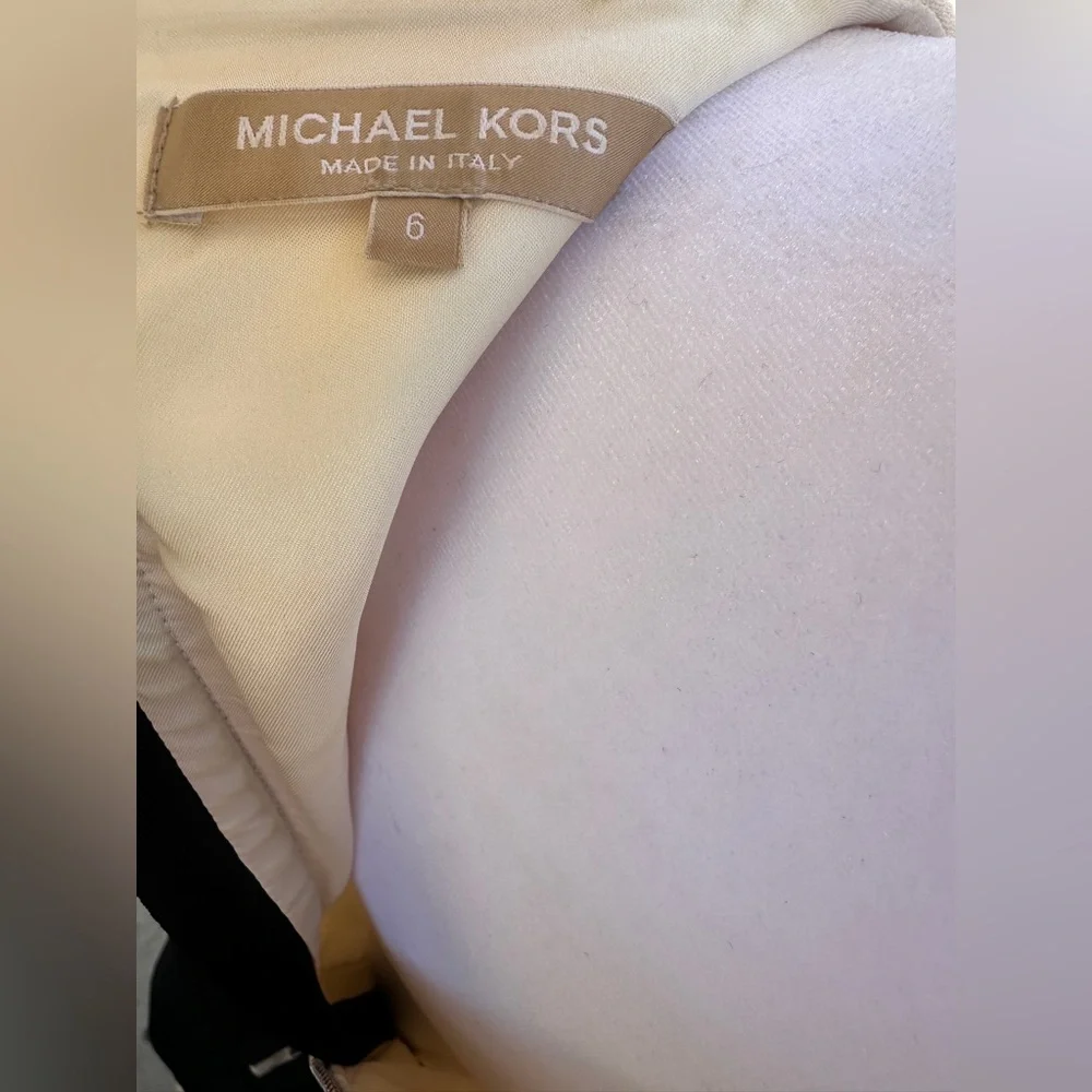 Michael Kors Two-Tone Sleeveless Mini Dress Ivory/Black Wool Crepe Size 6 - Picture 5 of 7